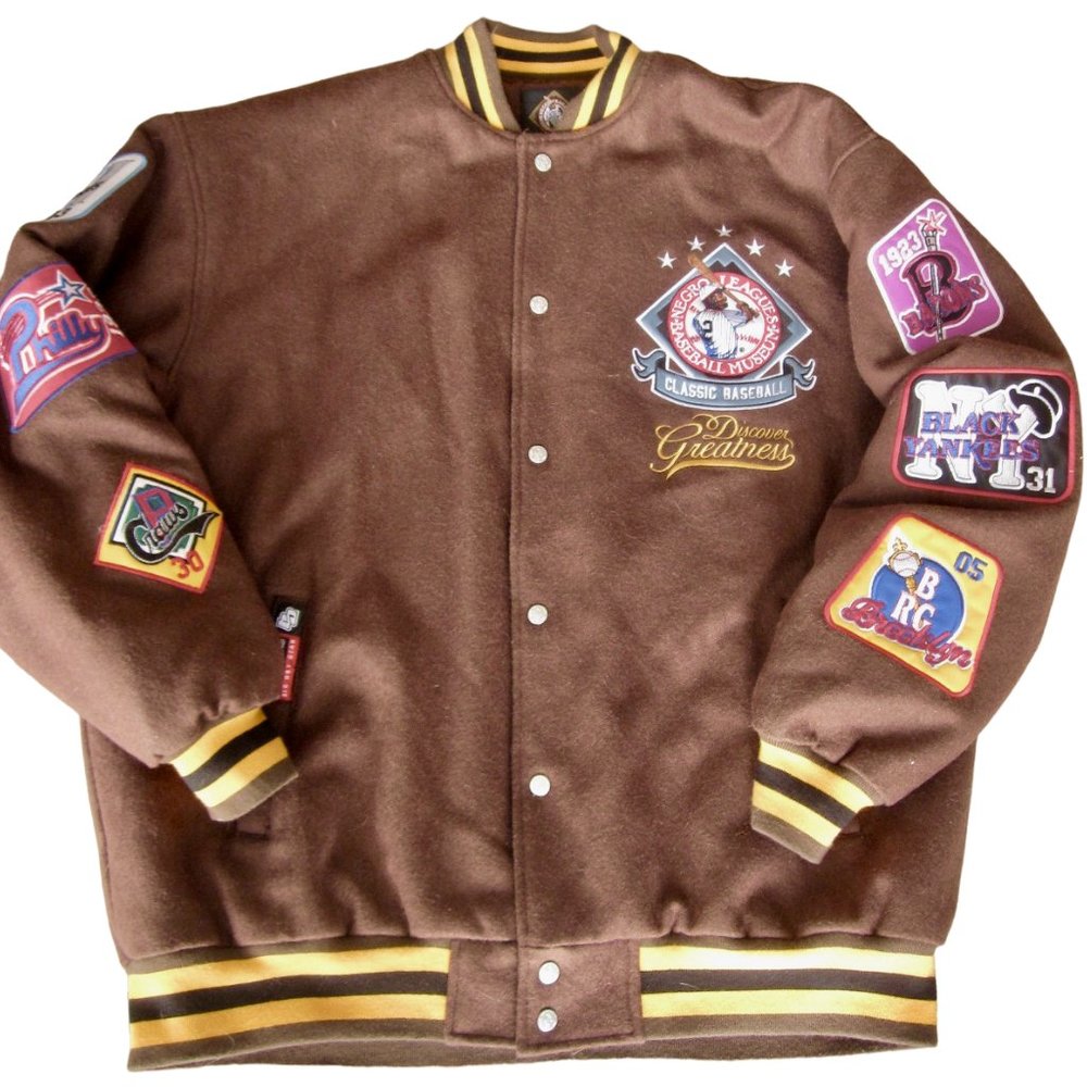 NLBM Negro Leagues Baseball Museum Varsity Brown Wool Jacket Big Boy 2XL Patches